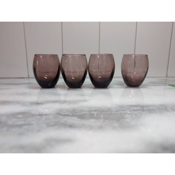 Amethyst Handblown Cordial Glasses Set of 4, Vintage Glassware, Small Cup, 2.5"H - Picture 1 of 9